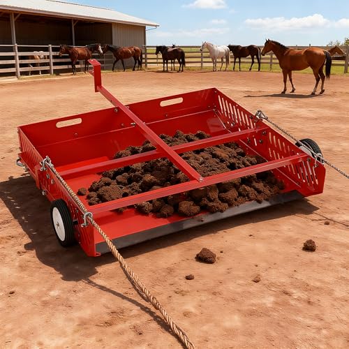 Efficraft Heavy Duty 2-in-1 Manure Fork & Tow Behind Trailer Manure Scoop, Yard Sweeper for Horse Manure, Versatile Lawn Sweeper, and Efficient Drag Manure Collector for Easy Cleanup