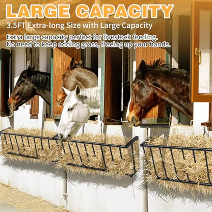 Wall Mount Hay Rack,Large Capacity Livestock Hay Feeder, Heavy-Duty Steel Goat Hay Rack, 40.8" Long Wall Mounted Horse Hay Holder, Multiple Sided Feeding Rack for Sheep Farm Livestock Indoor Outdoor