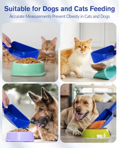 2 Cup Dog Food Scoop(2 Pack), Plastic Pet Food Scoop with Measuring Lines for Accurate Pet Food Portions,Dishwasher Safe (Blue and Grey) - color: Blue and Grey