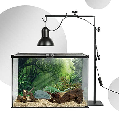 BETAZOOER Reptile Lamp Stand Adjustable 16-35 Inch Domes Heat Lamp Metal Bracket Floor Light Holder Support for Reptile Glass Terrarium Heating Light - size: Large (Pack of 1)