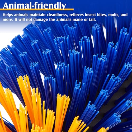 3 Pack Livestock Scratching Brush Itch Relief Horse Scratching Post Self-grooming Goat Scratcher with Durable Screws for Horse Pony Goat Sheep Pig Donkey (Blue and Yellow) - color: Blue and Yellow