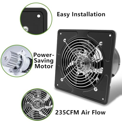 6 Inch Kitchen Exhaust Fan with Speed Controller,235CFM Wall Exhaust Fan,115V 40W Ventilation Blower for Kitchen,Meeting Room,Shop, Smoking Room, Industrial Ventilation Use (6-inch Black) - color: 6-inch Black