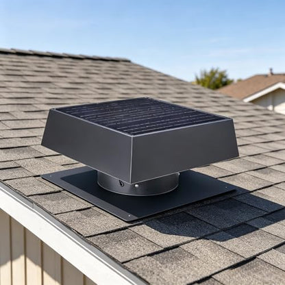 Solar Roof Vent Fan, 60W Dual Power Attic Fan with Thermostat &,A4 | 60W monocrystalline solar panel, dual power backup, 3-speed remote & 25°C auto-start, 2500m³/h high airflow, quiet <45dB - color: A4