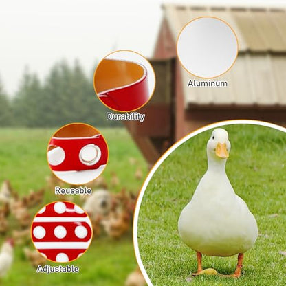 100Pcs Chicken Leg Bands Aluminum Adjustable Poultry Identification Rings | Duck Clip on Leg Rings Chicken Ankle Tags Numbered Feet ID Bands Farms Pheasant Pigeons Goose (Red)