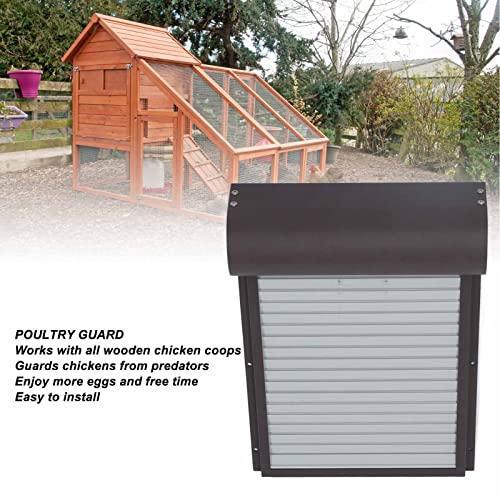 Farm Automatic Door, Timer Control Light Sensor Iron Sheet Metal Chicken Coop Door with Remote Controller for Chicken, Duck, Goose, Easy Installation, Brown