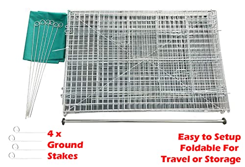 87" x 41" NO Rust Stainless Galvanized Steel Foldable Outdoor Chicken Coop Run Metal Pet Hutch Enclosure Small Animal Playpen Waterproof Cover for Rabbits Chickens - style: 87" x 41"