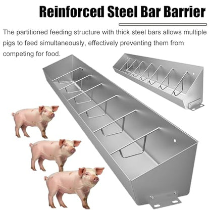 3.3′ 4.9′ 6.6′ Long Stainless Steel Piglet Feeding Trough, Compartment Pig Feeder for Efficient Pig Feeding, Heavy-Duty Livestock Feeding Trough Tool for Hog Farm Sheds Pen, Easy to Clean(1m/3.3ft - 5 - size: 1m/3.3ft - 5 Places