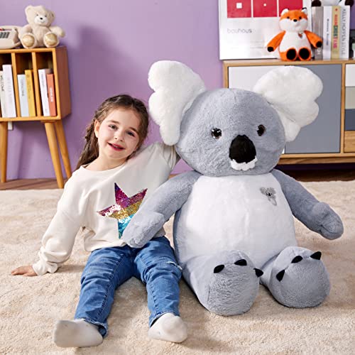 IKASA Large Koala Stuffed Animal Plush Toy,30" Giant Cute Jumbo Soft Toys Huge Big Size Fluffy Plushy Fat Oversized Plushie,Gifts for Kids - style: Koala