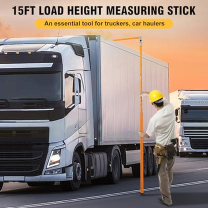 15FT Height Measuring Stick for Trucks, Retractable Bar for Measuring Cars, Truck Height Measuring Stick with Adjustable Pole