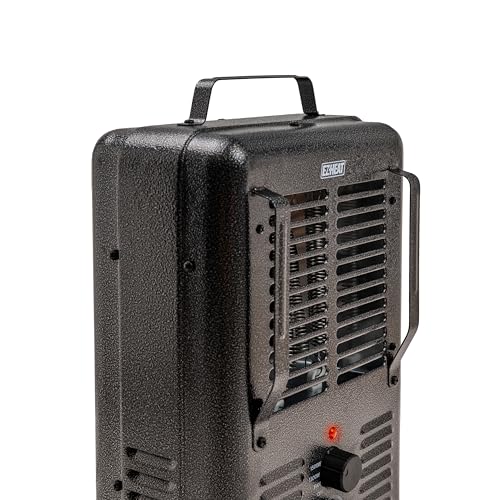 EZ-HEAT 1,500-Watt Portable Milkhouse Style Utility Space Heater with Adjustable Thermostat, Overheat Protection, and Safety Tip-Over Switch, Speckled Gloss, MTFH-01C - color: Gloss Black