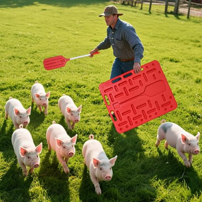 Livestock Sorting Panel with Paddle, Animal Guide Board Sturdy and Lightweight, Handling Equipment for Hogs, Sheep, Goats, Cattle, Portable Farm Fencing & Crowding Gate