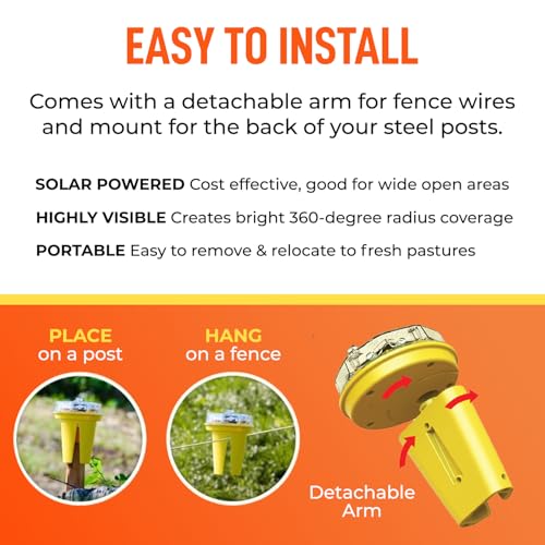 Solar Foxlights Predator Deterrent 9-LED Night Wildlife Repeller with 360° Coverage, Random Flashing Colors – Humane, Solar or Battery-Powered Protection for Chickens, Goats, Gardens Farms & Vineyards - style: Solar Powered