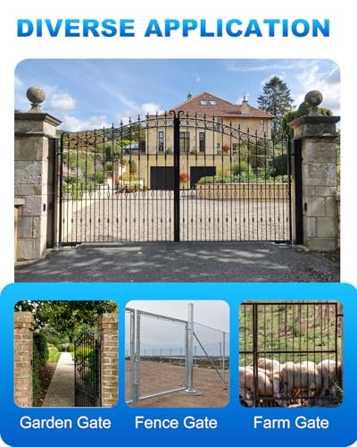 Gate Hinges Wall Mount 2 Pack Farm & Chain Link Gate Hinges with 5/8'' Pin, Heavy Duty Outdoor Metal Gate Hardware for Fence Posts (2 Pack, Black) - size: 2 Pack