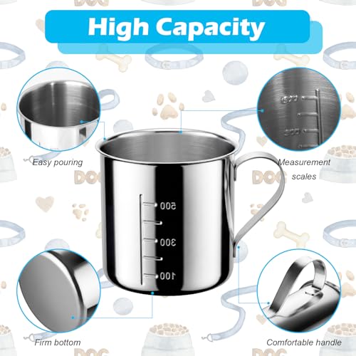 Dog Food Scoop 2 Cup,304 Stainless Steel Measuring Cups with Handle Pet Food Scoop Cup Measuring Scoop for Dogs, Cats, Birds & Rabbits – Ideal for Dry Food & Treats (2 Cup) - size: 2 cup