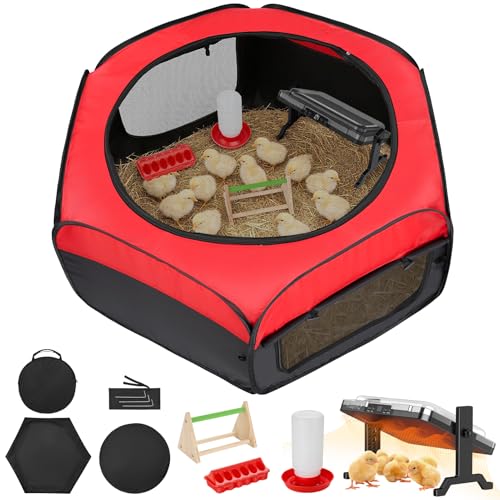Chicken Brooder Box for Chicks, Magicfly Chick Starter Kit with 15 x 11 Inch Brooder Heating Plate, Chicken Brooder Tent/Pen/Playpen with Chicken Perch, Feeder & Waterer, for Chicks, Duck, Quail - color: Complete Starter Kit(Heating Plate Included)