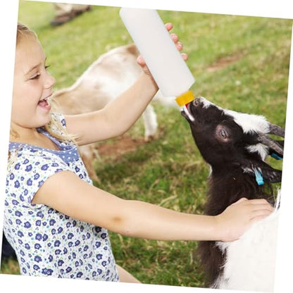 2sets Replaceable Lamb Feeding Bottle Goat Milk Bottle Sturdy Livestock Milk Feeders Easy Cleaning