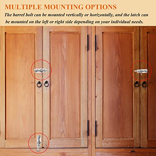 6in Slide Bolt Gate Latch 304 Stainless Steel Barrel Bolt Latch Heavy Duty Door Security Lock Thickened Door Latches Hardware with Mounting Screws for Barn Fence Shed Basement - color: 6in Silver