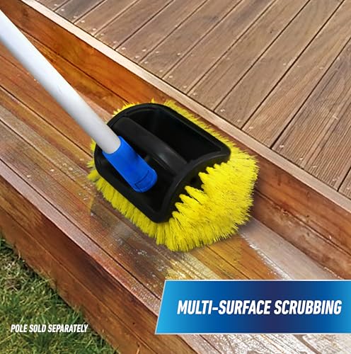 Unger Professional Lock-On 4-Sided Outdoor Scrub Brush, Compatible with Threaded Poles, Stiff Bristle Scrubbing, Cleaning Supplies for Decks, Stairs, Garage Floors, and Driveways - size: (Pack of 1)