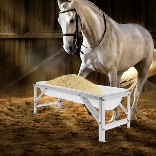 Livestock Feed Trough, 9.25Gal Long Large Capacity Feeder, Hay Feeder with Stand Goat Feeder for Farms, Yards, Sheep Barns