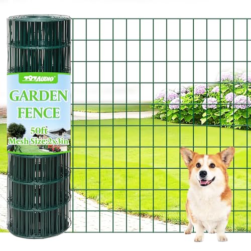 Green PVC Coated Welded Wire Fencing,2"x3" 16 Gauge,72inch H x 50ft L Garden Wire Fence Roll,2/3/4/5/6ft Tall x 50/100 ft Long Hardware Cloth Metal Mesh for Yard,Farm,Chicken,Dog,Vegetable Protection - color: Green, size: 2"x3" 72inx50ft