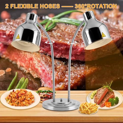 Stainless Steel Food Warmer Lamp Heat Lamp with Bulbs for Food Heating Lamp Commercial Food Buffet Warmer Lamp Restaurant Food Service - color: Silver