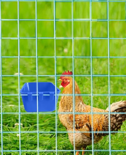 Pack of 20 Cage Cups Birds Feeders Seed Bowl Chicken Feeding Watering Dish Rabbit Water Food Hanging Wire Cages Box 16 oz Coop Cups for Pet Parrot Parakeet Game Fowl Poultry Pigeon - color: Blue Square 20 packs 16oz