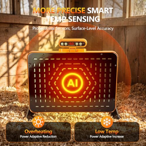 Smart Brooder Heat Plate with Temperature Display, 2-in-1 Chicken Coop Heater & Chick Brooder, 11 x 15 Chick Heat Plate for 20 Chicks, Memory Function and Overheat Protection for Safety