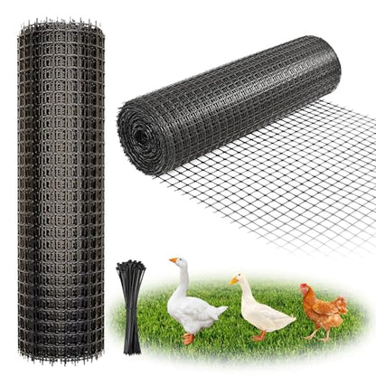 Heavy Duty Plastic Fence Roll 39" x 50' - 0.8x0.8 Inch Chicken Wire Mesh, Reusable Fencing for Garden, Rabbit/Poultry Protection, Balcony & Plant Defense (Black) - size: 39" x 50'