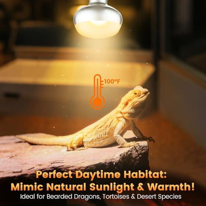 REPTITRIP Dual Reptile Light Fixture with 100W Daytime Heat & UVB 10.0 Reptile Bulb, 2 Independent Switches, Reptile UVA UVB Heat Combo Pack - size: ST3