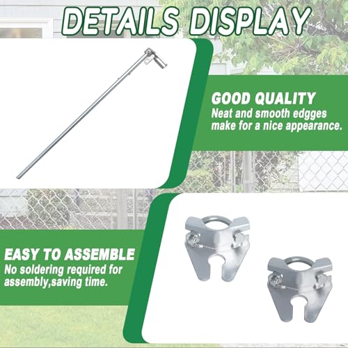 Podoy 36" Chain Link Drop Rod for Double Gate,Heavy Duty Pull Style Latch for 1-3/8" Chain Link Fence Frame,Rust-Resistant Galvanized Steel Chain Link Fence Gate Latch - size: 1-3/8" × 36" (1 PACK)