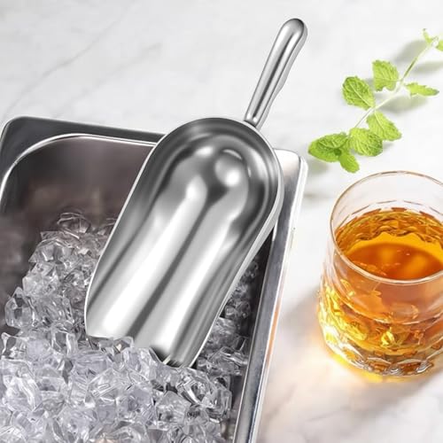 Cast Aluminum Utility Scoop 24 Ounce Round Bottom Bar Ice Flour Scoop with Finger Groove Handle for Candy Popcorn Coffee Beans - size: 24 Ounce