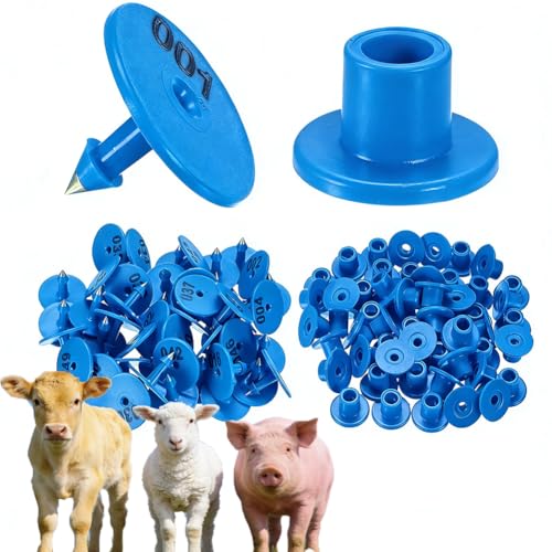 100 Pieces of Round Ear Tags, Livestock Ear Tags for Sheep, Cattle, Calves and Pigs, Numbered 001-1000, Animal Identification Ear Tags Blue 401-500 - color: Blue, size: 401-500