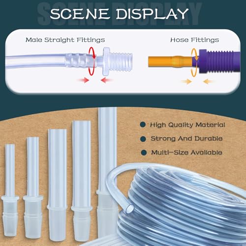 45PCS Plastic Hose Barb Fittings, Equal Diameter Two-Way Adapter Connectors, Aquarium Airline Tubing Connectors, Plastic Barb Joint Splicer Mender Adapter Union for Fuel, Gas, Liquid & Air Tubing.