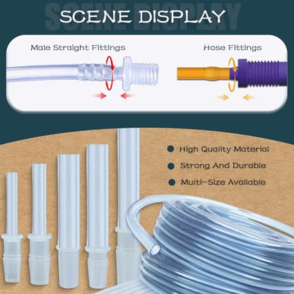 45PCS Plastic Hose Barb Fittings, Equal Diameter Two-Way Adapter Connectors, Aquarium Airline Tubing Connectors, Plastic Barb Joint Splicer Mender Adapter Union for Fuel, Gas, Liquid & Air Tubing.