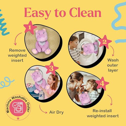 Lilly's Love Weighted Stuffed Animals for Adults & Kids — 5lb Calming Hippo Plush for Anxiety, ADHD & Sensory | Machine Washable Weighted Stuffed Animal w/Removable Insert | Henry The Hippo - color: Hippo