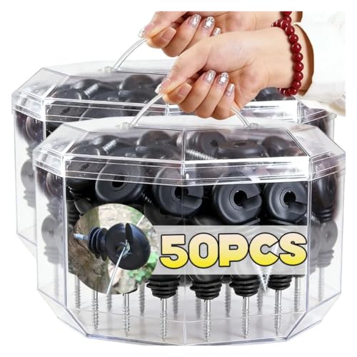 Electric Fencing Ring Insulators Farm Electric Fence Insulators Screw in Ring Insulator Wire Rope Tape Holder Livestock Hanging Hooks(30PCS) - color: 30PCS