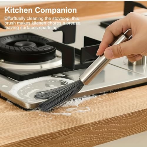 1pc Heavy-Duty Stainless Steel Long Handle Scrub Brush with Sturdy Metal & Extended - Heavy-Duty Multi-Surface Manual Bristle Brush for Stovetops, Ovens, Shower Doors, Floors - Ideal for, Kitchen
