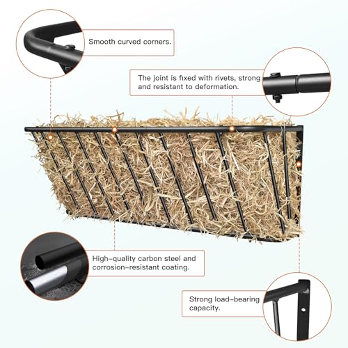 Hay Feeder for Horses,35.5'' Long Hay Rack with 20 Gallon Large Capacity,Heavy Duty Steel Wall Mounted Hay Feeder Rack for Horses,Goats,Sheep in Stable and Farm