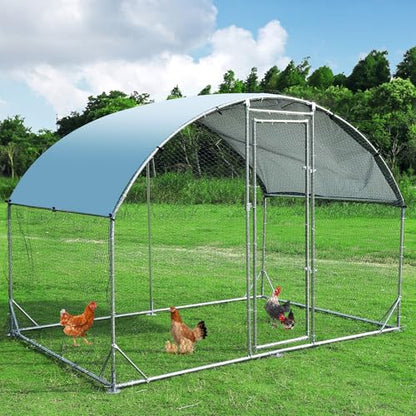 TOLEAD Large Metal Chicken Coop Upgrade Tri-Supporting Wire Mesh Chicken Run,Chicken Pen with Water-Resident and Anti-UV Cover,Duck Rabbit House Outdoor(9’ W x 6.6’ L x 6.5’ H) - size: 78.1"L x 108.0"W x 78.0"H