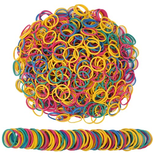 Foshine Rubber Bands Small Mini Elastic Band Yellow Blue Green Red 1300pcs Rubber Band 1.2inch Office Supplies Home Inside Diameter 0.63in (Multicolour)