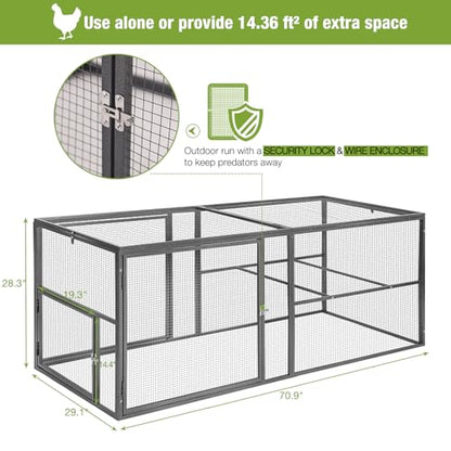 GUTINNEEN Chicken Run Chicken Coop Walk-in Metal Frame Extension Run Poultry Cage Hen House Rabbits Habitat Cage for Multi Coops Large - color: Chicken Run-(AIR29)