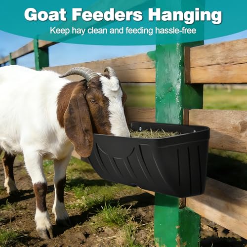 Chicken Feeder Waterer,Hanging Goat Feeders,5 Quart*2 Pack,Feeder Trough for Sheep Duck Poultry Dog, Fence Feeder Trough Livestock Feeding Container, Chicken Coop Accessories,Black - color: 2 Pack Black
