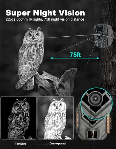 KJK Mini Trail Camera, 36MP 2.7K Game Camera,32GB Memory Card with Night Vision 0.1s Trigger Time Motion Activated 130°Wide-Angle, Waterproof Trail Cam with 2.0” HD TFT Screen - color: Dark gray