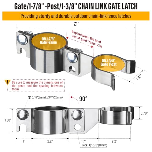 1-7/8" x 1-3/8" Chain Link Gate Latch Heavy Duty Stainless Steel Fence Gate Fork Latch Hardware with Padlock Hole 1pcs - color: 1-7/8"x1-3/8"