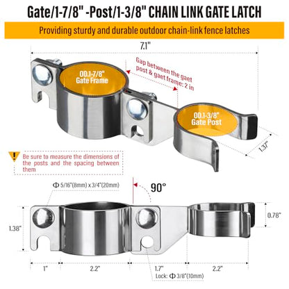 1-7/8" x 1-3/8" Chain Link Gate Latch Heavy Duty Stainless Steel Fence Gate Fork Latch Hardware with Padlock Hole 1pcs - color: 1-7/8"x1-3/8"
