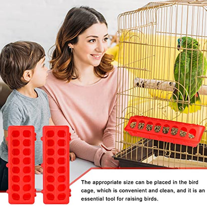 4 Pcs Plastic Flip Top Poultry Feeder Small Plastic Chicken Feeder for Pigeon Duckling Quail Drinker No Mess No Waste Multihole Birds Feeding Dish Dispense(Red, Green)