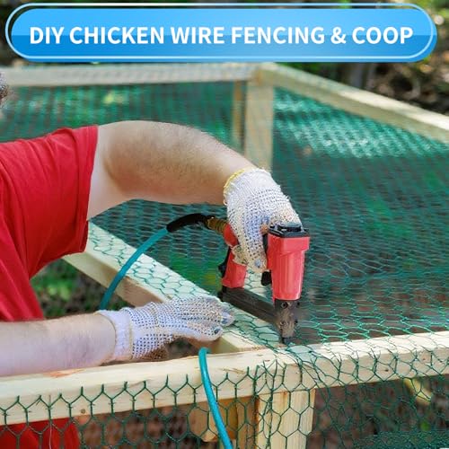 60'' x 150' Green Chicken Wire Fencing, 1 inch Chicken Wire and 19 Gauge Poultry Netting, Garden Mesh Fence Roll for Floral Arrangements/Crafts/Farm/Livestock/Pet Protection - size: Green /19 Gauge 60" x150'