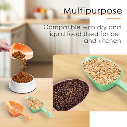 Melamine Pet Food Measuring Scoop, 1 Cup 1/2 Cup 1/4 Cup with Clear Measurement Lines for Dog, Cat, Bird, and Rabbit, Durable, Ergonomic Handle, Dishwasher safe-Orange - color: Orange