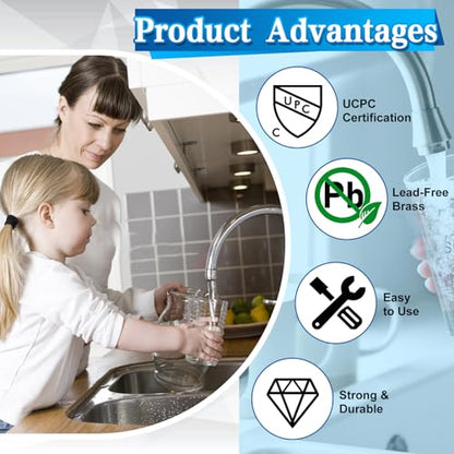 Stainless Steel Refrigerator Water Line Kit - 10ft Braided 1/4" Fitting with Brass Tee Stop Valve, Wrench, Sealing Tape for Ice Maker Water System