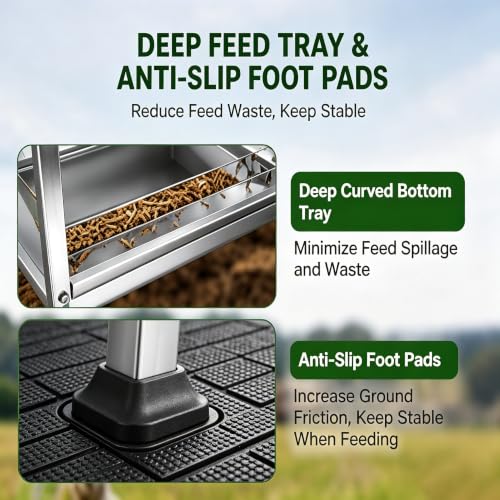 98Gal Pasture Hay Feeder, 2-in-1 Multi-Functional Livestock Feeder, Elevated & Stable Frame, Large Volume Container for Farm Ranch Kinds of Livestock